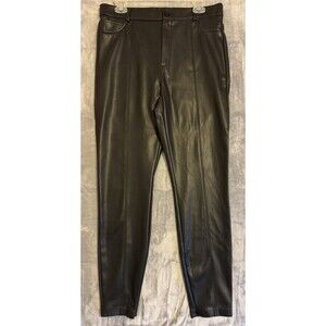Zara Faux Leather Skinny Pants Ankle Zip Leggings Womens Size 32 Black 32 x 29